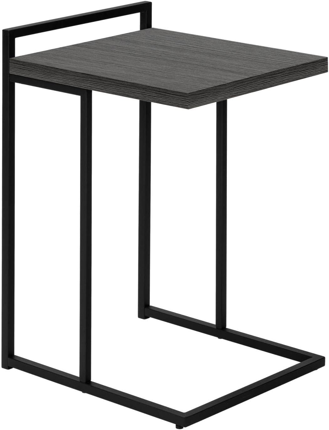 Contemporary Monarch 25" Grey Wood & Black Metal C-Table