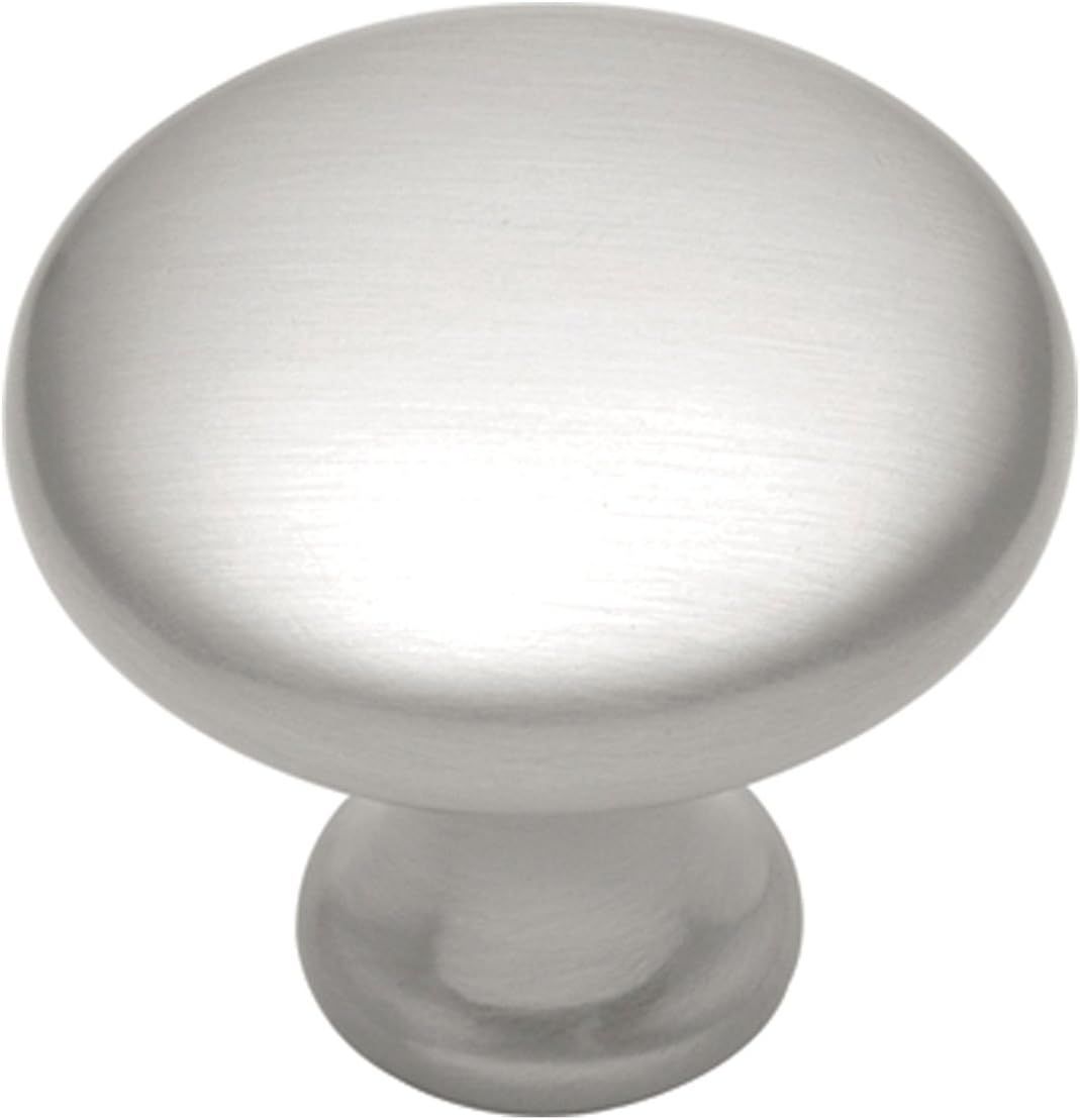 Satin Nickel Round Cabinet Knob with Mounting Hardware