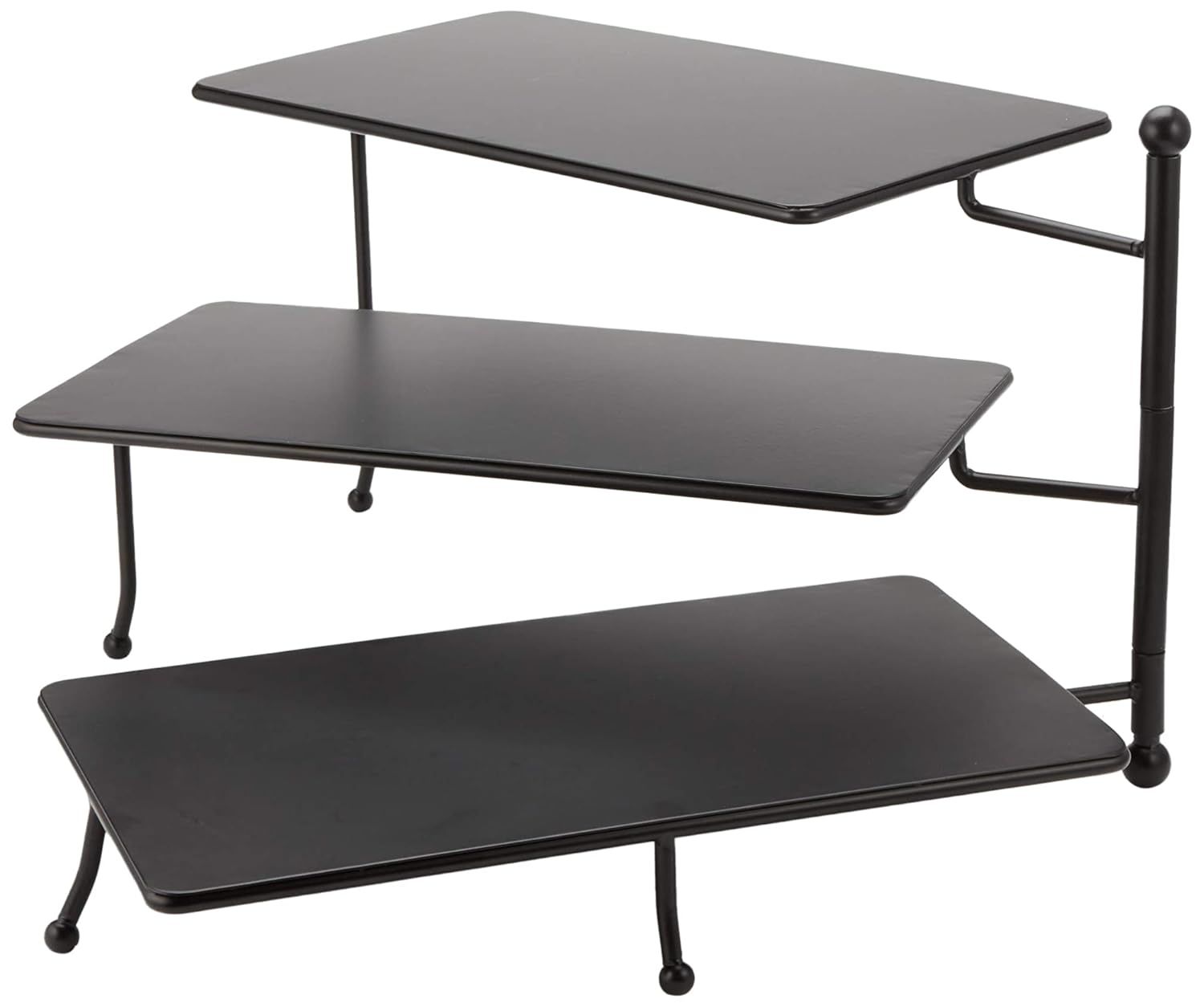 Black Metal Foldable Three-Tier Rectangular Display Stand