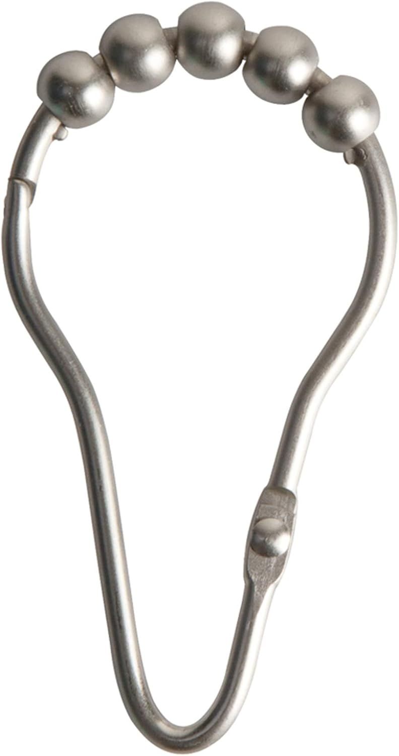 Brushed Nickel V-Hinged Roller Glide Shower Curtain Hooks