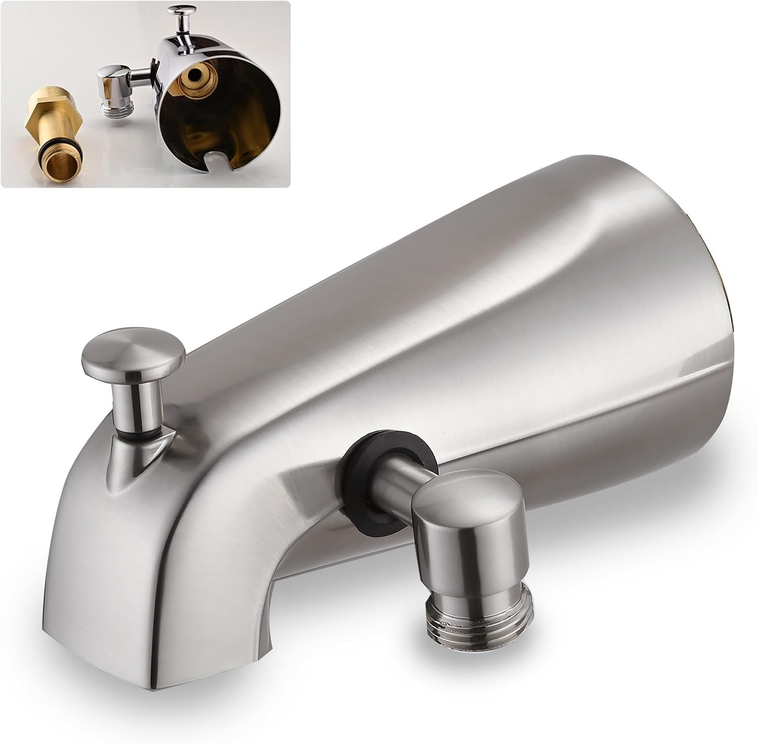 Brushed Nickel Tub Spout with Diverter and Adapter