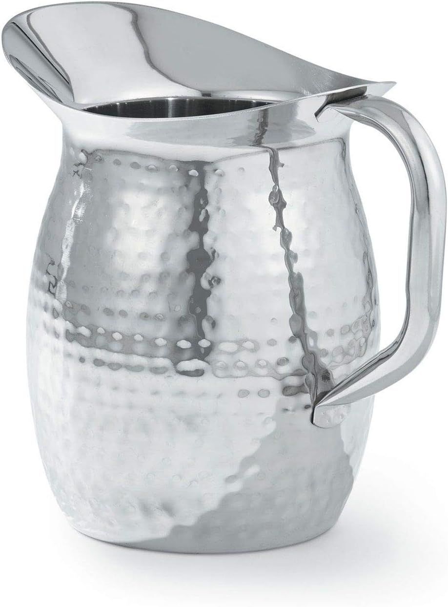 Hammered Stainless Steel Bell-Shaped Serving Pitcher