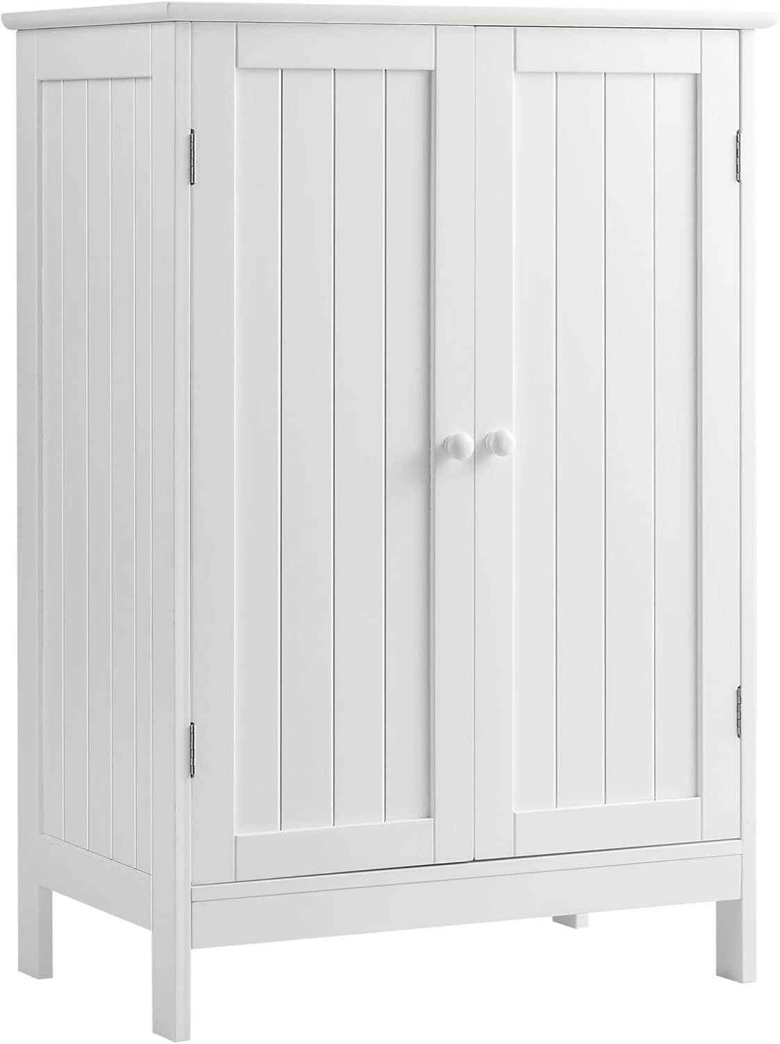 White MDF Bathroom Floor Cabinet with Adjustable Shelving