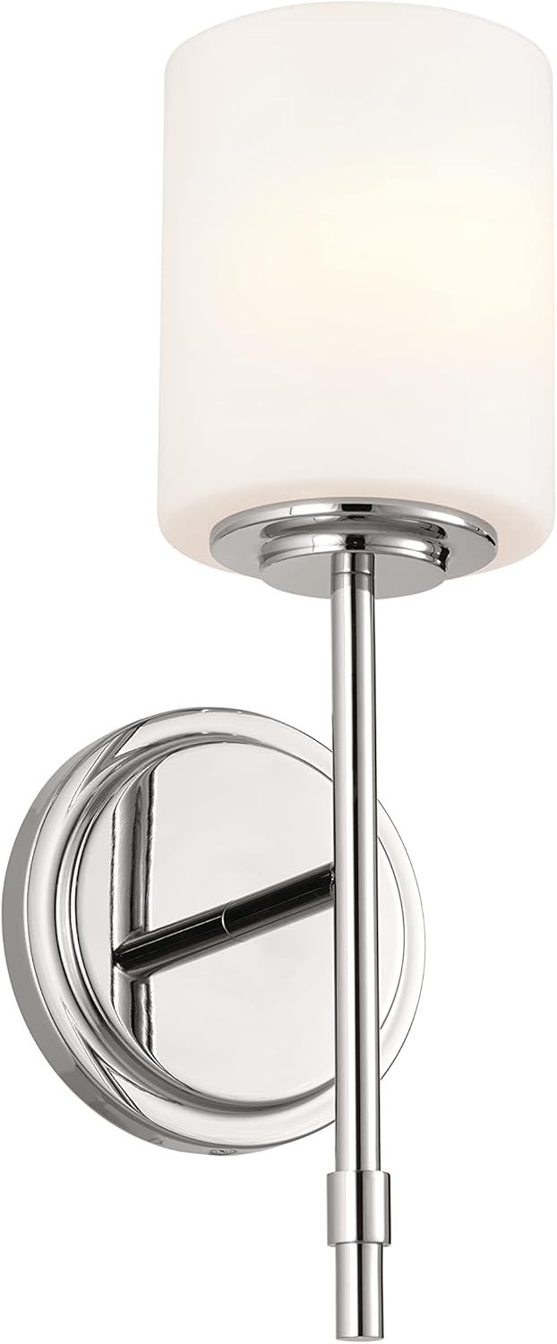 Polished Nickel Cylinder Wall Sconce with Opal Glass Shade