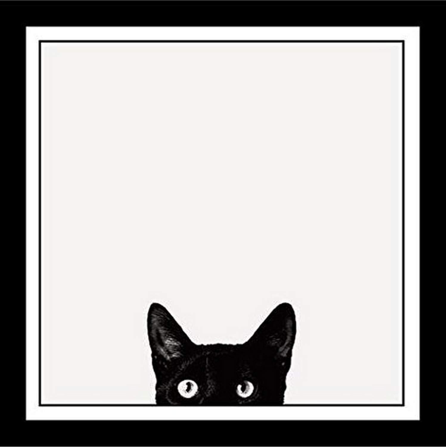 Curiosity Black Cat Framed Glass Art Print, 13.5 x 13.5