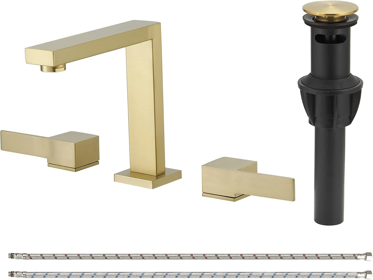 Brushed Gold Brass Double Handle Widespread Bathroom Faucet