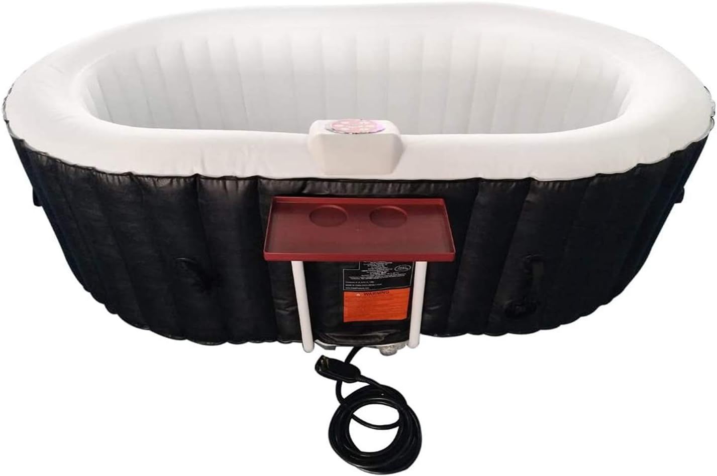 Black and White Oval Inflatable Hot Tub Spa with Drink Tray