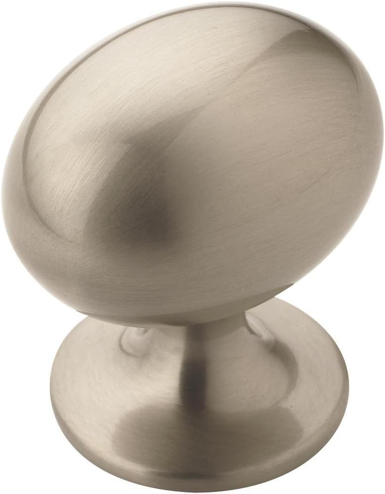 Brushed Nickel Oval Cabinet Knob with Mounting Hardware