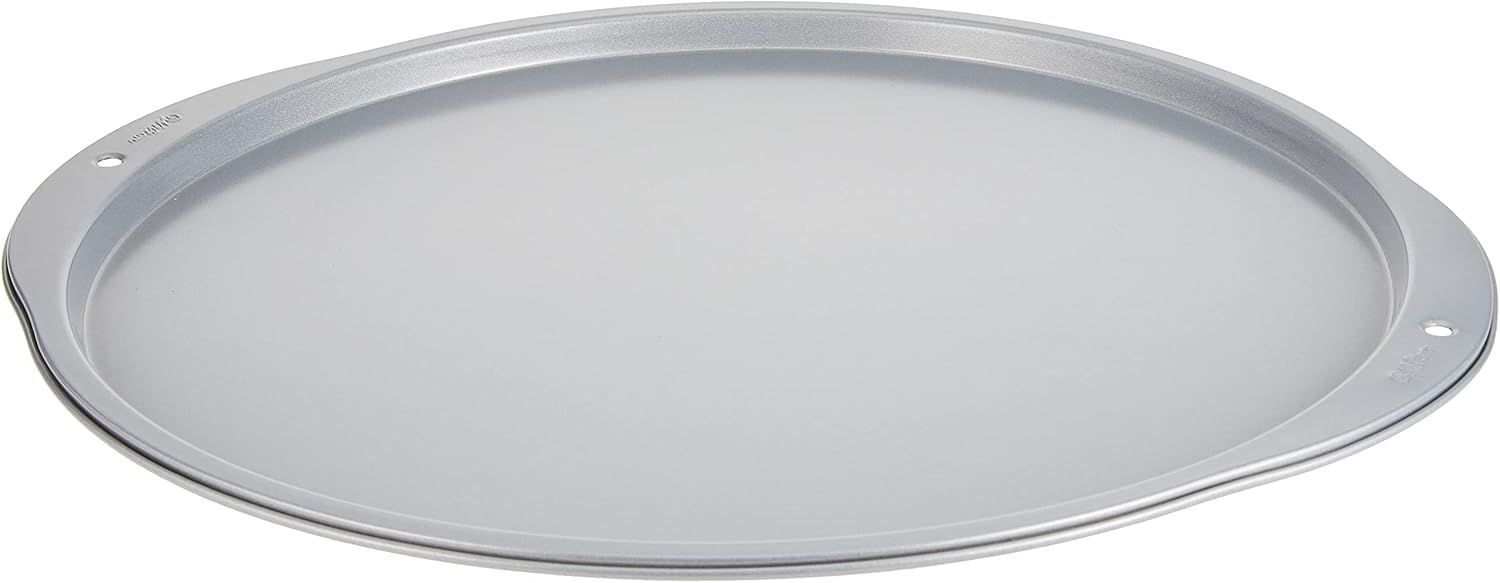 14.25" Silver Heavy-Gauge Non-Stick Pizza Pan