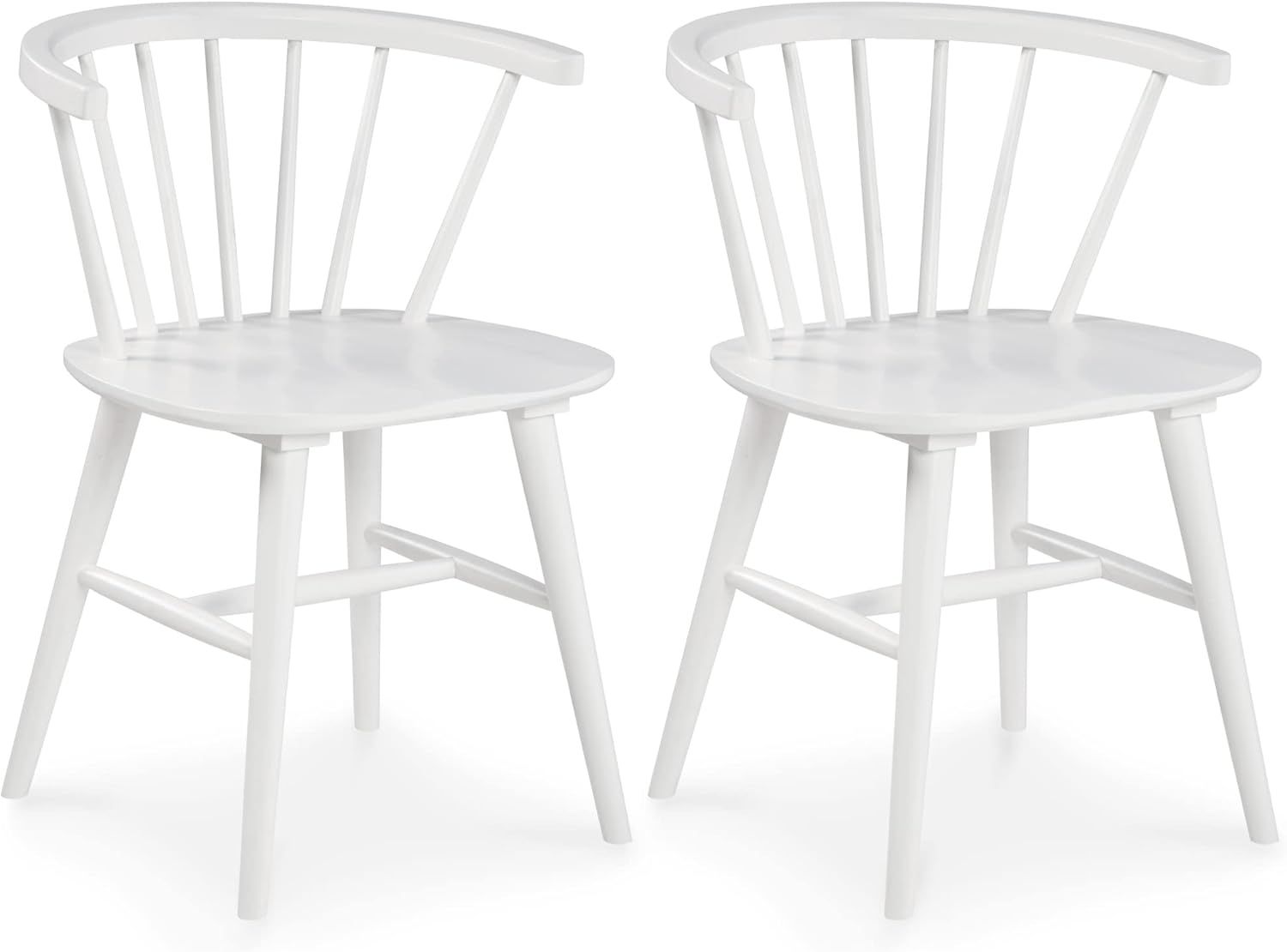 White Wood Spindle Back Dining Side Chair Set