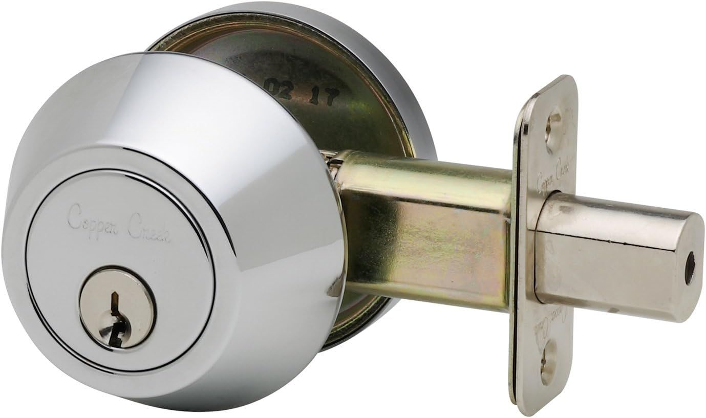 Polished Stainless Single Cylinder Deadbolt with Key Lock