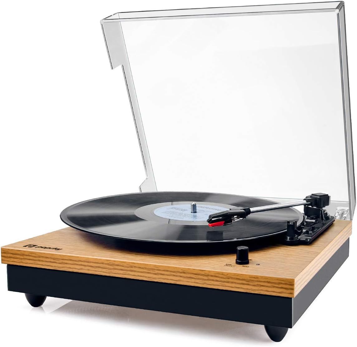 Natural Wood Vintage Bluetooth Portable Turntable with Speakers