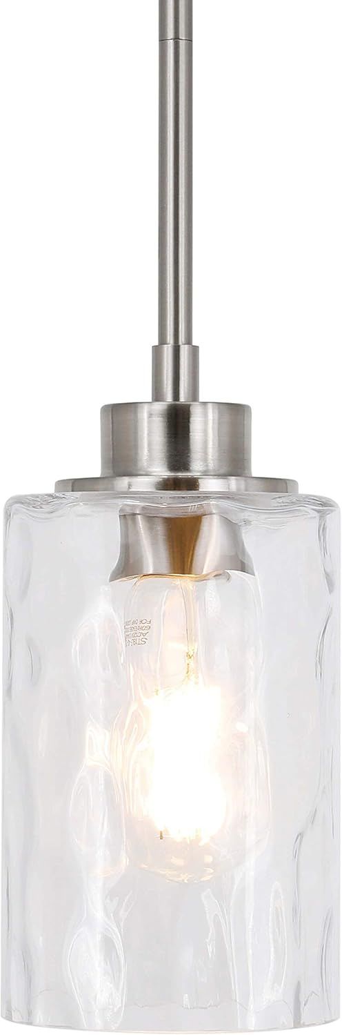 Modern Brushed Nickel Adjustable Glass Mini Pendant Light