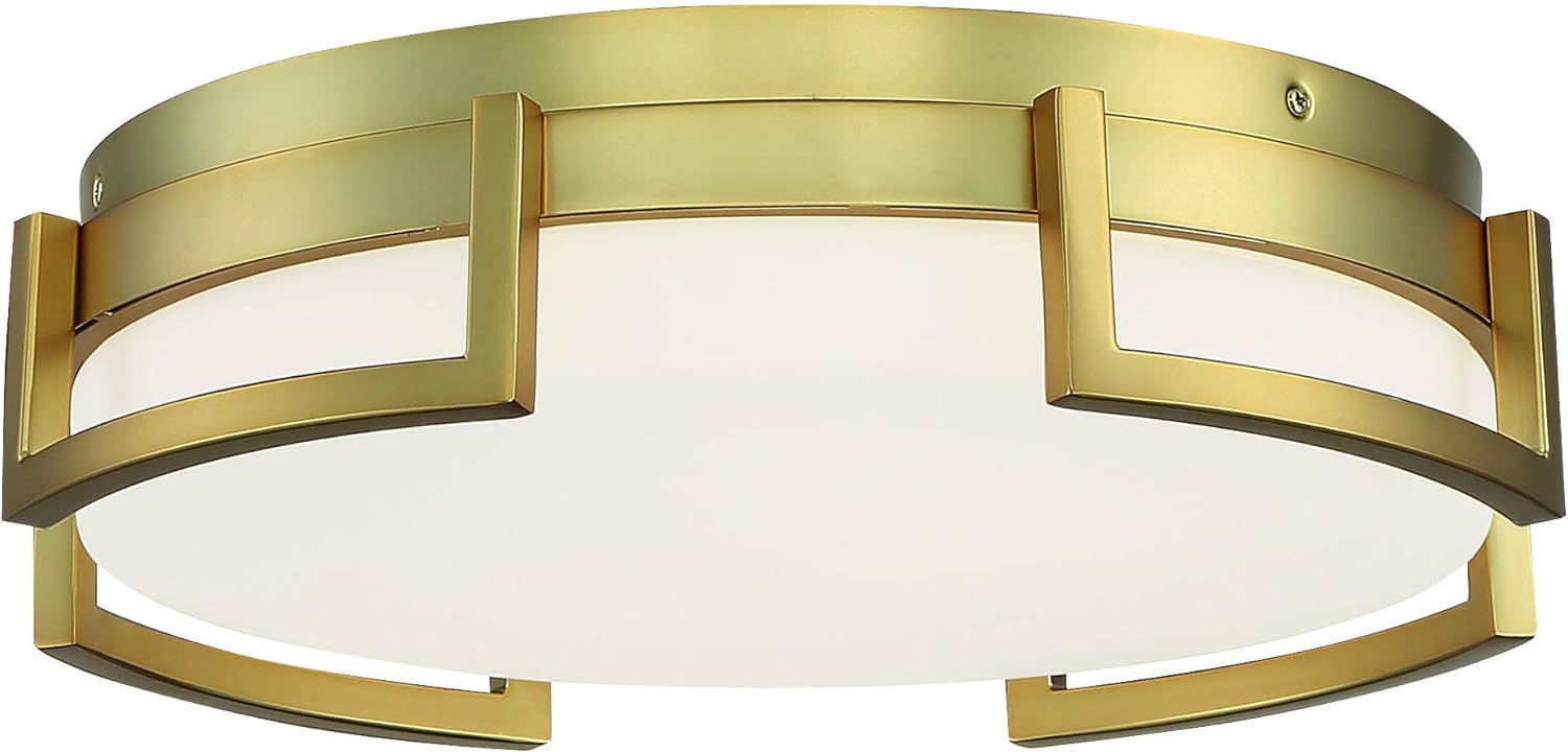 Honey Gold Glass LED Drum Flush Mount Light