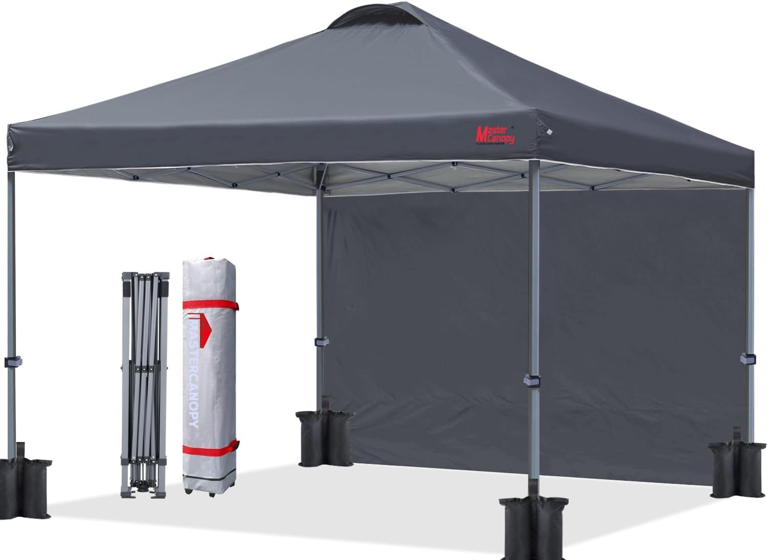 Durable Dark Grey 12x12 Pop-Up Canopy Tent with Roller Bag