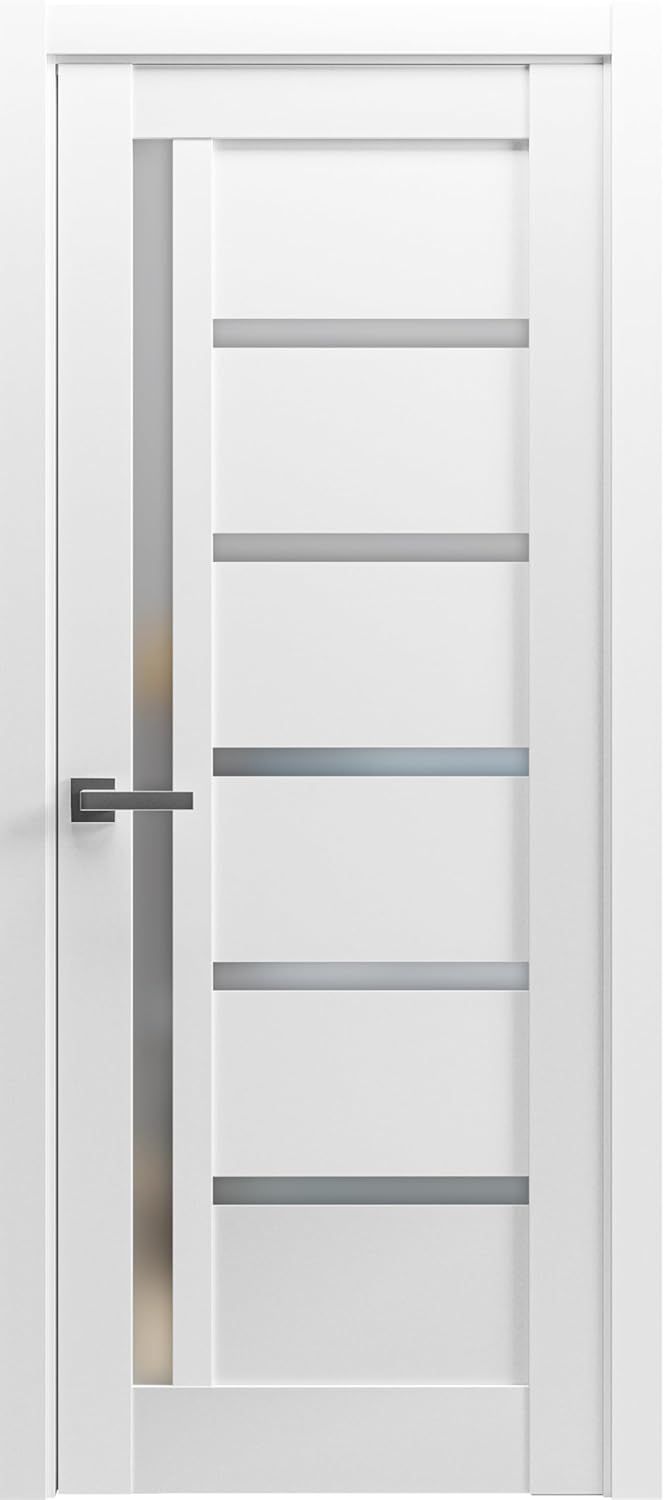 White Silk 30" x 80" Door with Frosted Glass Panels