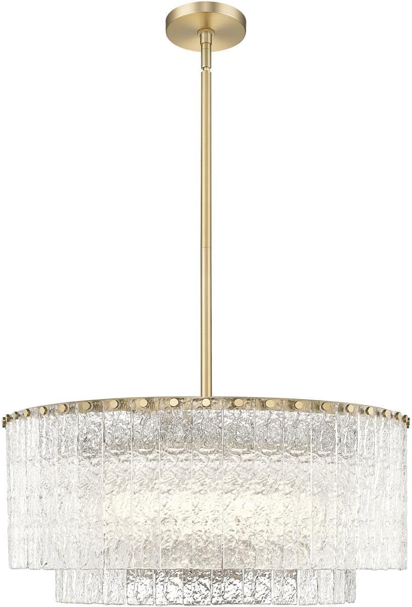 Glacier Modern Gold and Glass Two-Tier Pendant Light