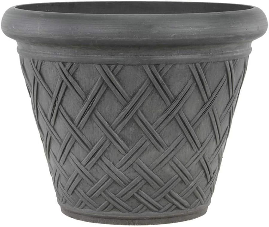 18-inch Dark Charcoal Recycled Plastic Basket Weave Planter