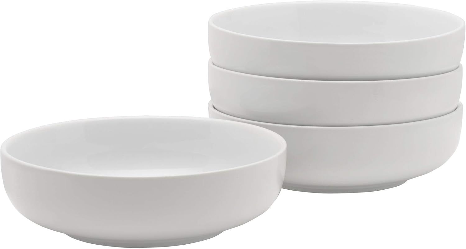 Everyday White Ceramic Microwave Safe Pasta Bowls Set