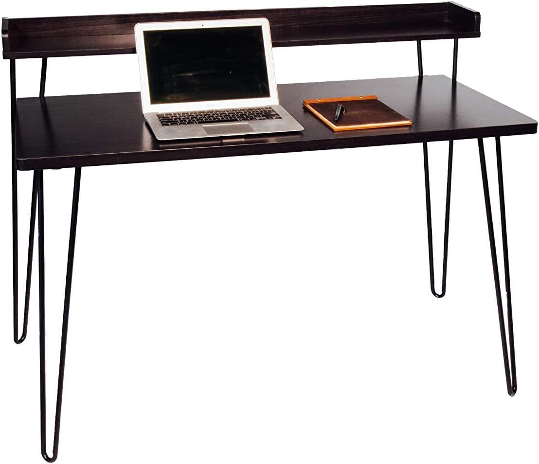 Espresso Avalon Minimalist Computer Desk with Drawer & Keyboard Tray