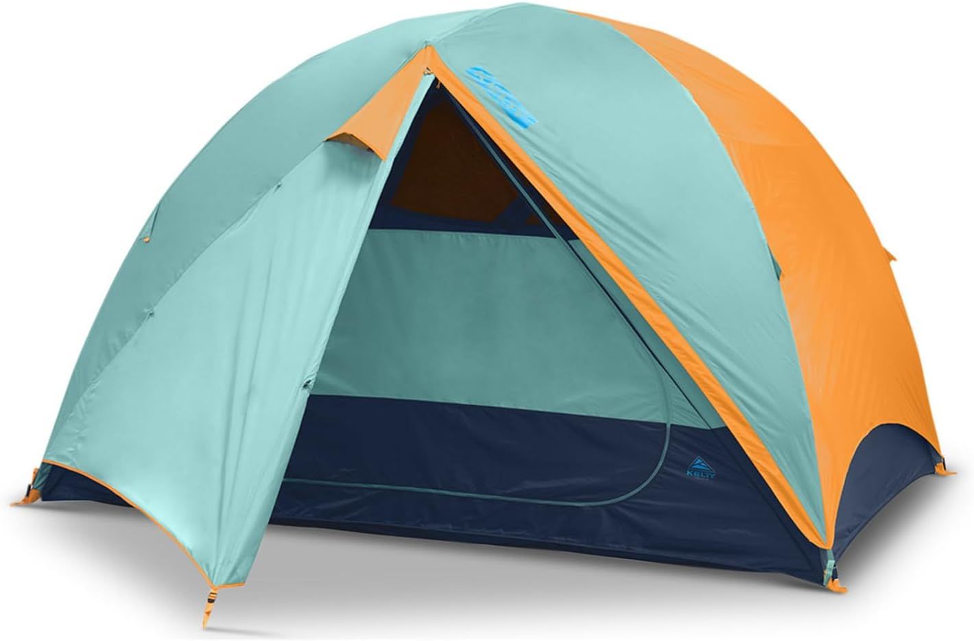 Orange and Teal 4-Person Three Season Dome Tent with Carry Bag