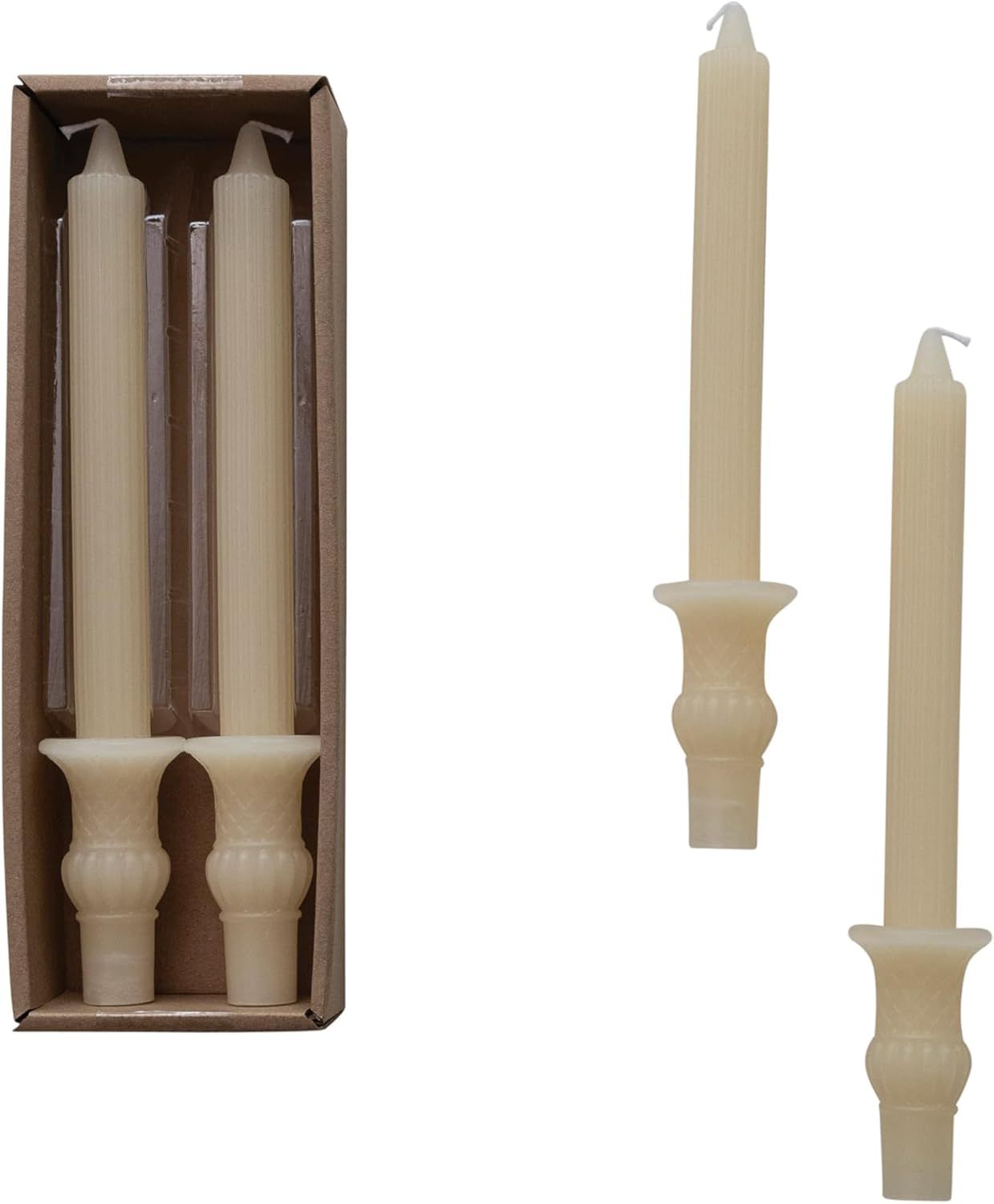 Cream Unscented Paraffin Wax Taper Candles, Set of 2