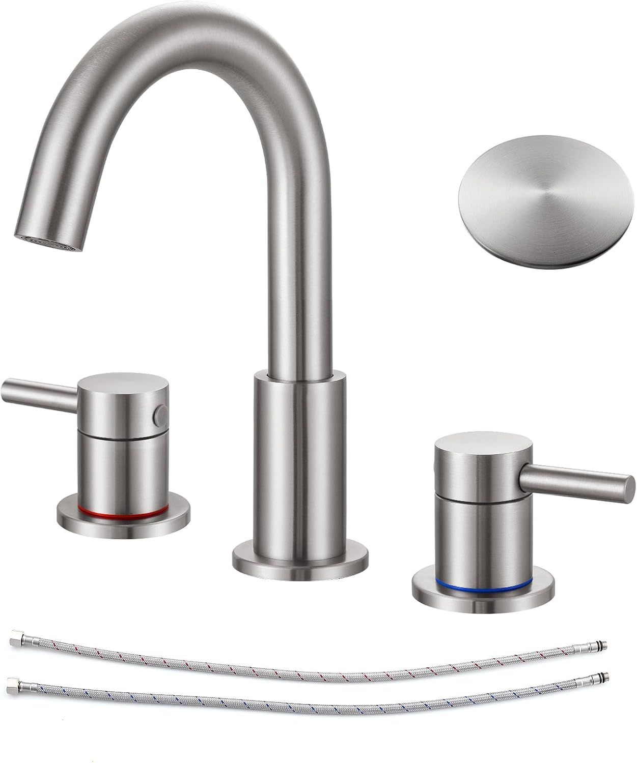 Brushed Nickel Double Handle Widespread Bathroom Faucet