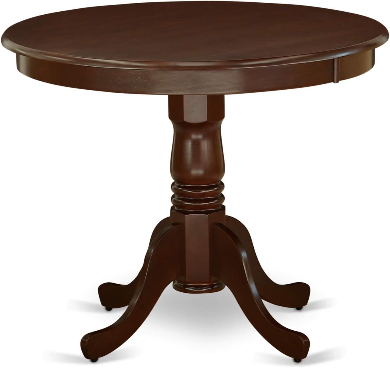 Mahogany Round Pedestal Dining Table with 4 Faux Leather Chairs