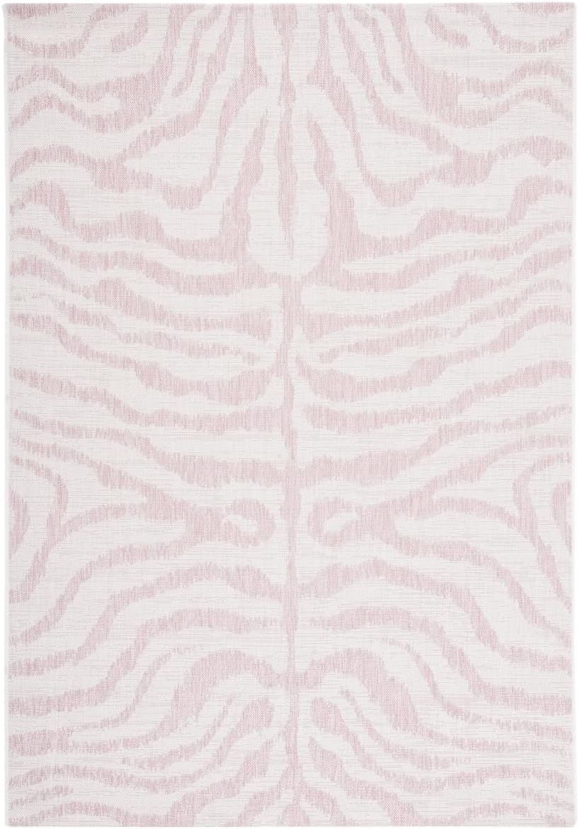 Ivory and Pink 8' x 10' Stain-Resistant Indoor/Outdoor Rug