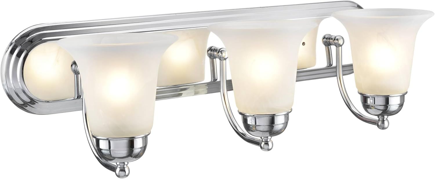 Chrome Alabaster Glass 3-Light Bathroom Vanity Fixture