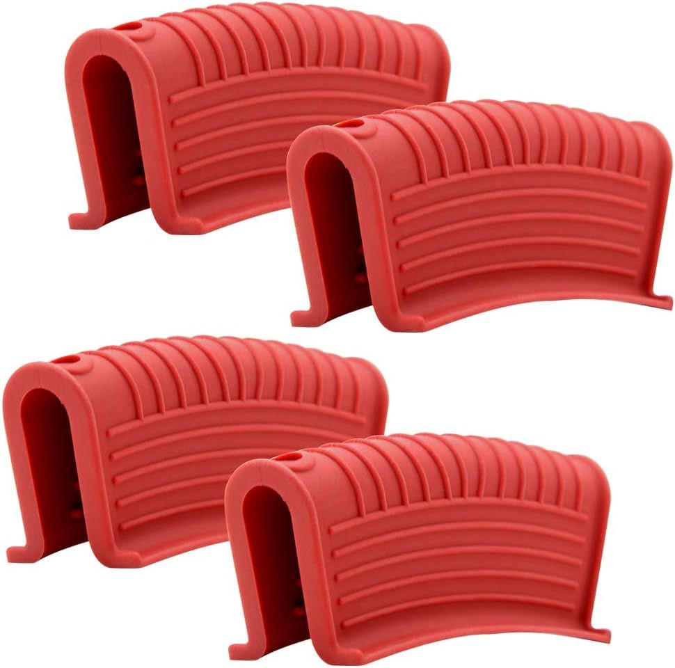 Red Silicone Heat Resistant Pan Handle Covers, 4-Pack