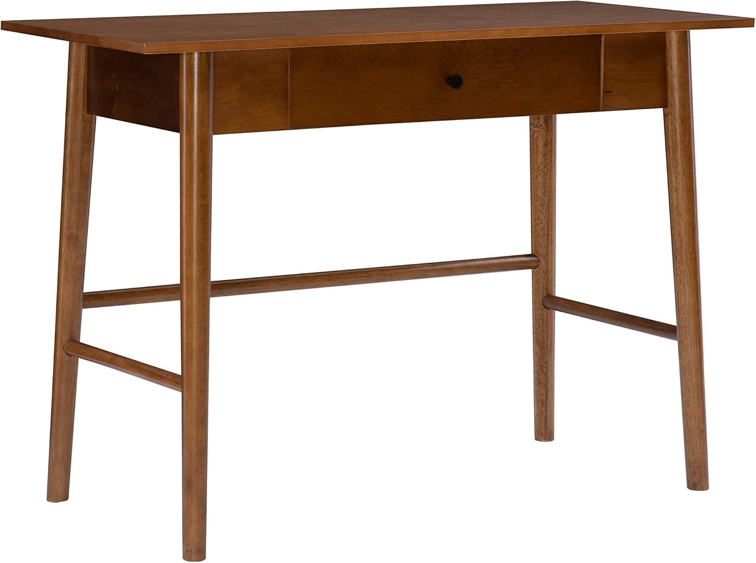 Mid-Century Walnut Writing Desk with Black Drawer Knob