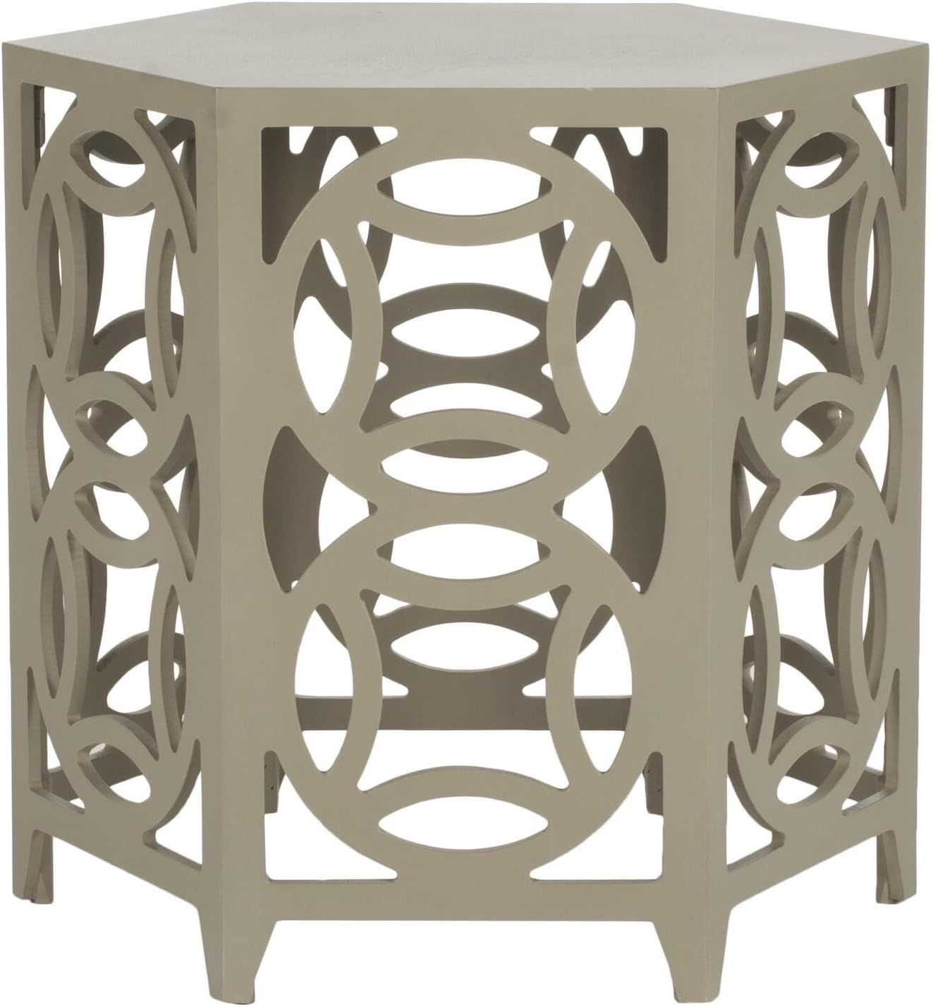 Transitional Hexagonal 23" Gray Wood Side Table