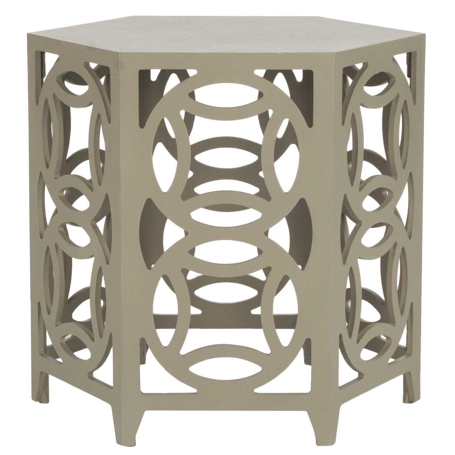Transitional Hexagonal 23" Gray Wood Side Table
