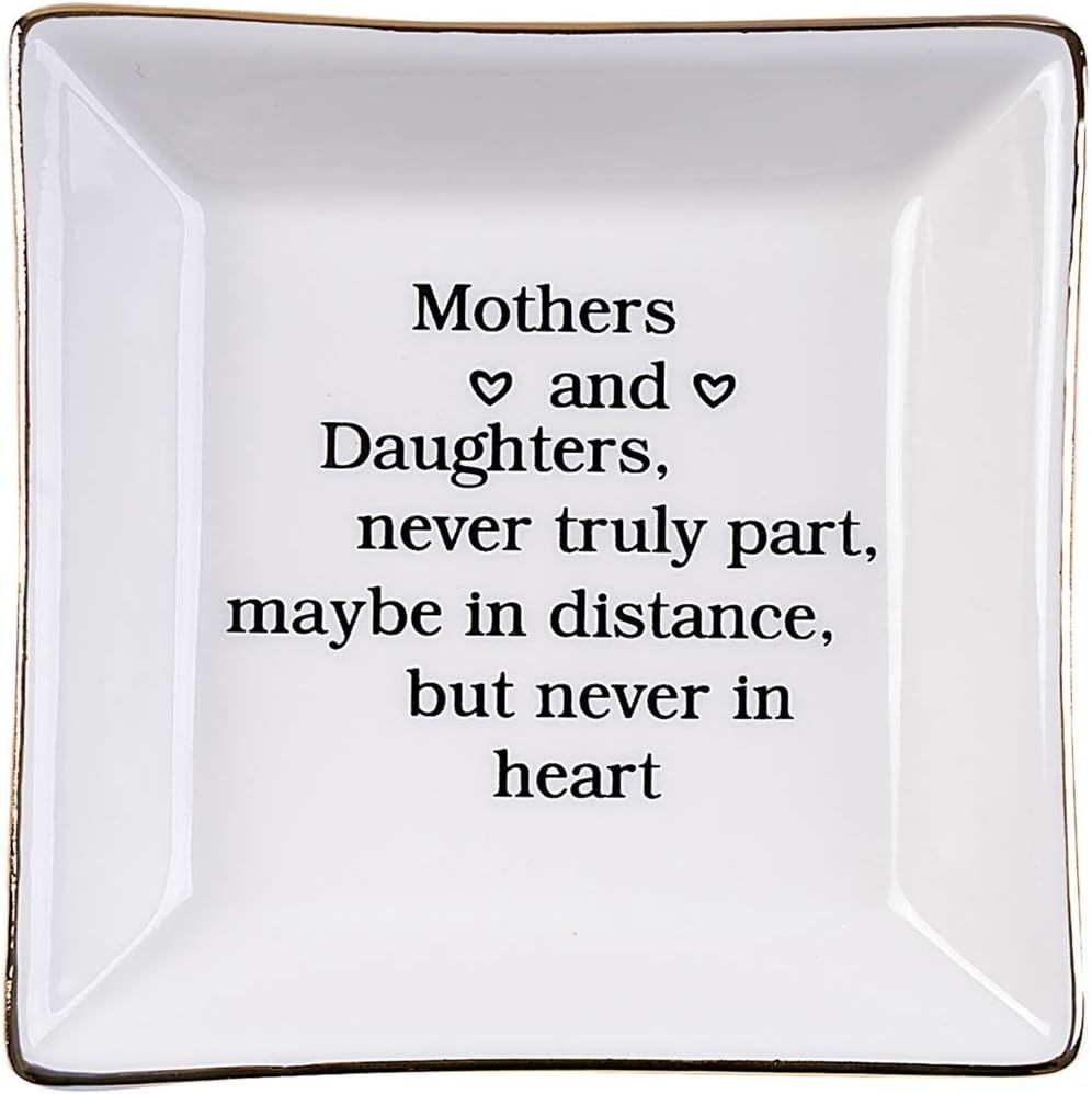 White Ceramic Square Mother and Daughter Jewelry Tray