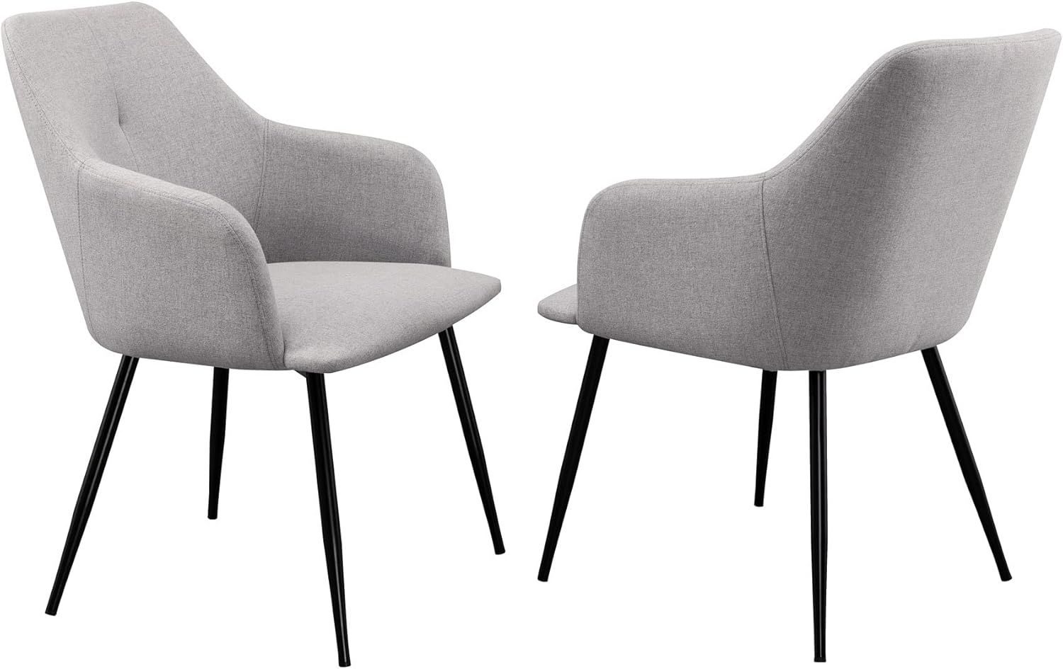 Fog Grey Upholstered Metal Arm Chair with Sleek Design