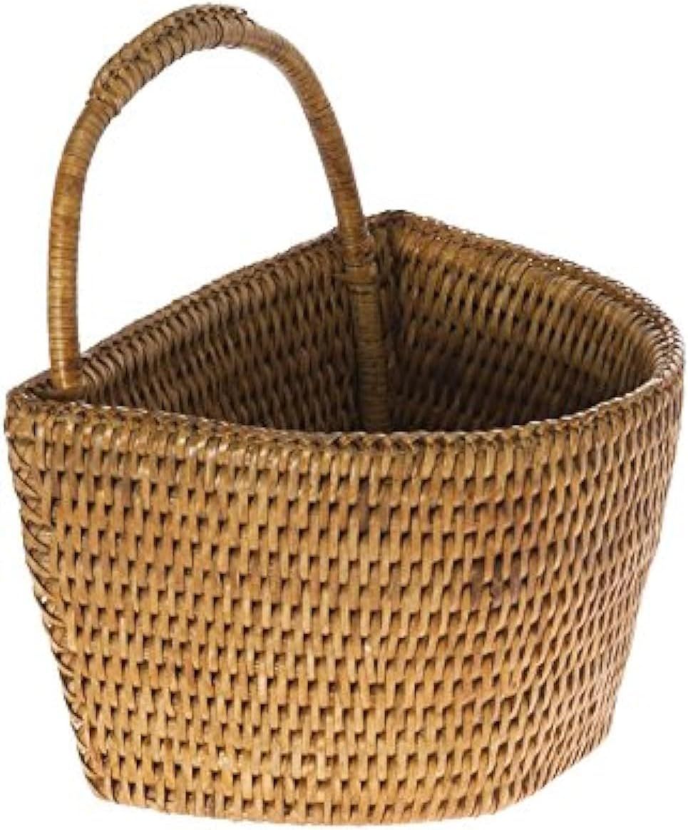 Small Honey Brown Rattan Rectangular Wall Basket