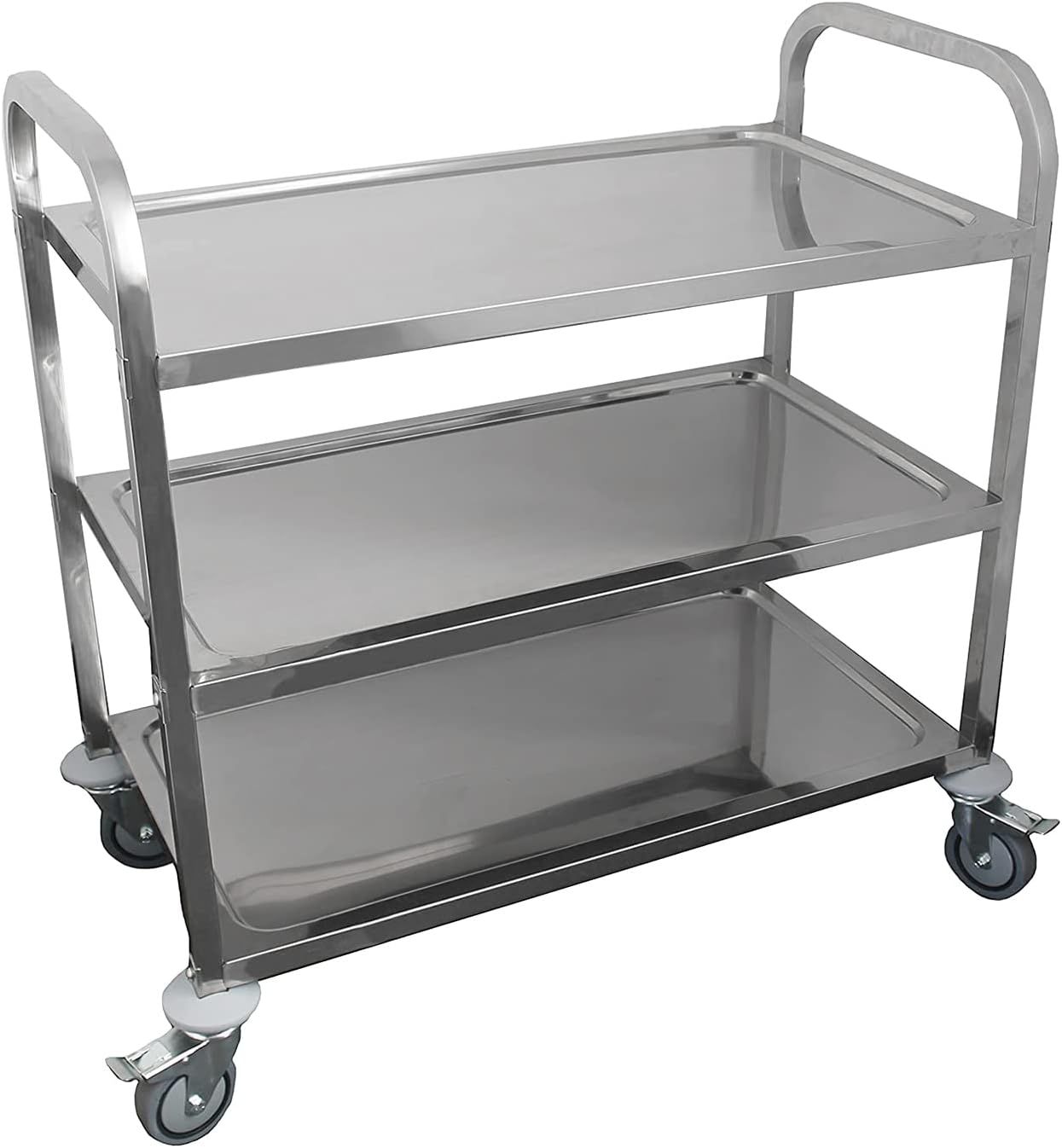 Small Stainless Steel 3-Shelf Utility Cart with Swivel Casters