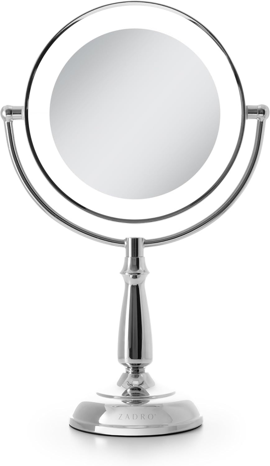 Chrome Round 10X/1X Magnifying LED Lighted Makeup Mirror