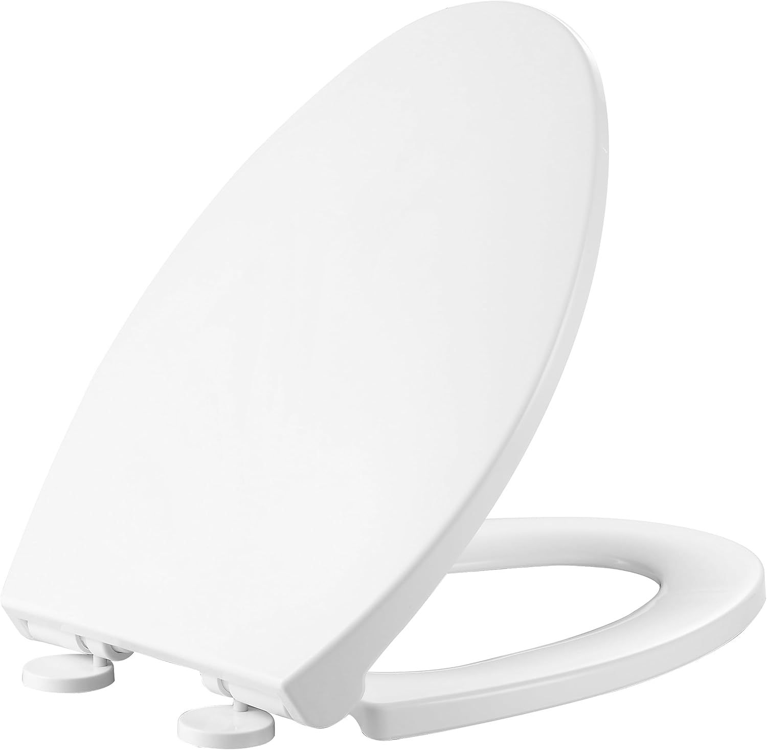 White Elongated Soft-Close Plastic Toilet Seat