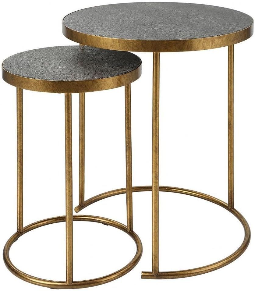 Aragon Round Gold and Gray Metal Nesting Tables