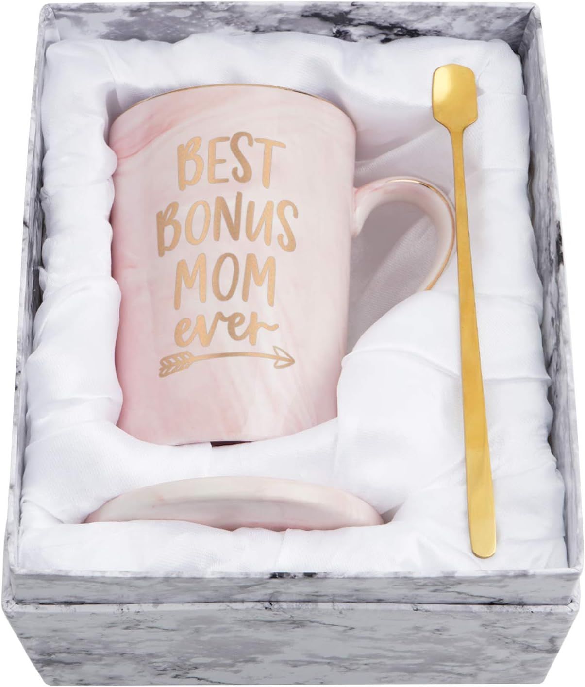 Best Bonus Mom Ever Pink Ceramic Coffee Mug Gift Set