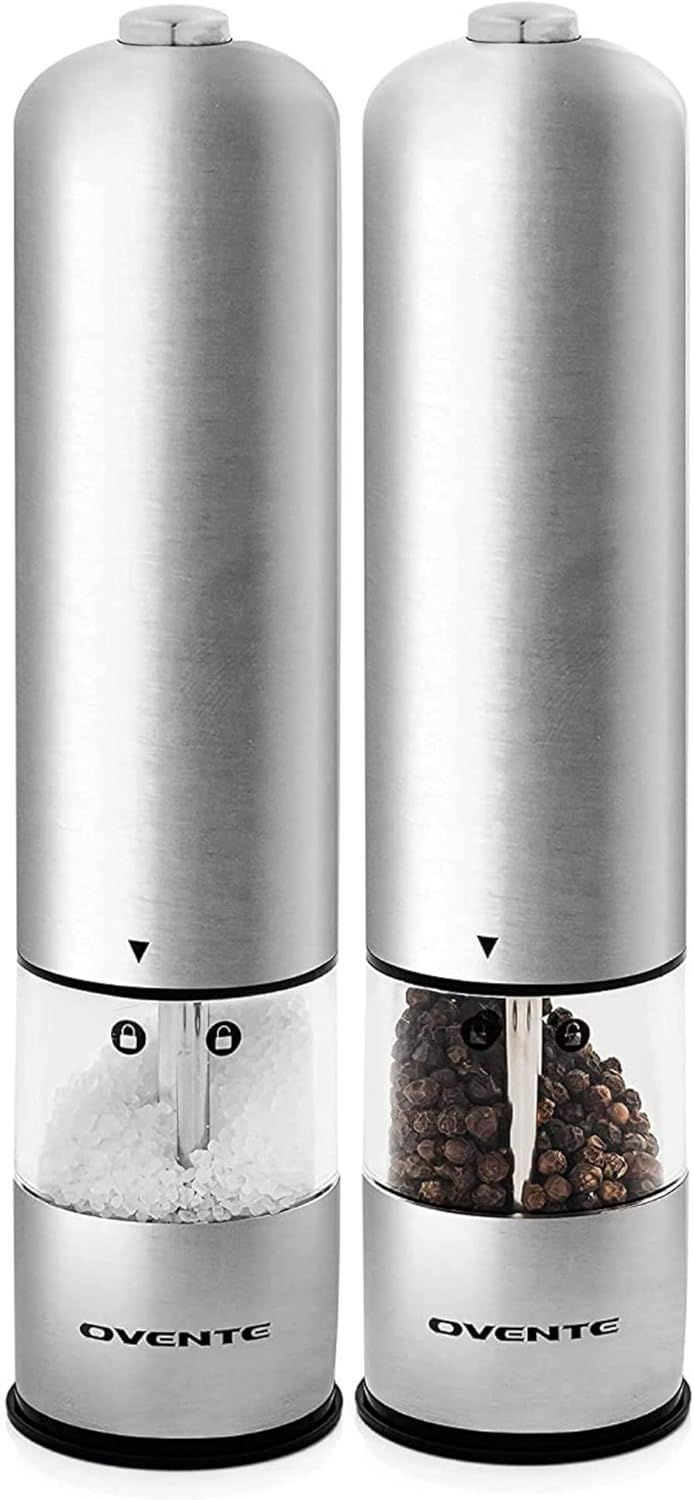 Electric Stainless Steel Salt and Pepper Grinder Set