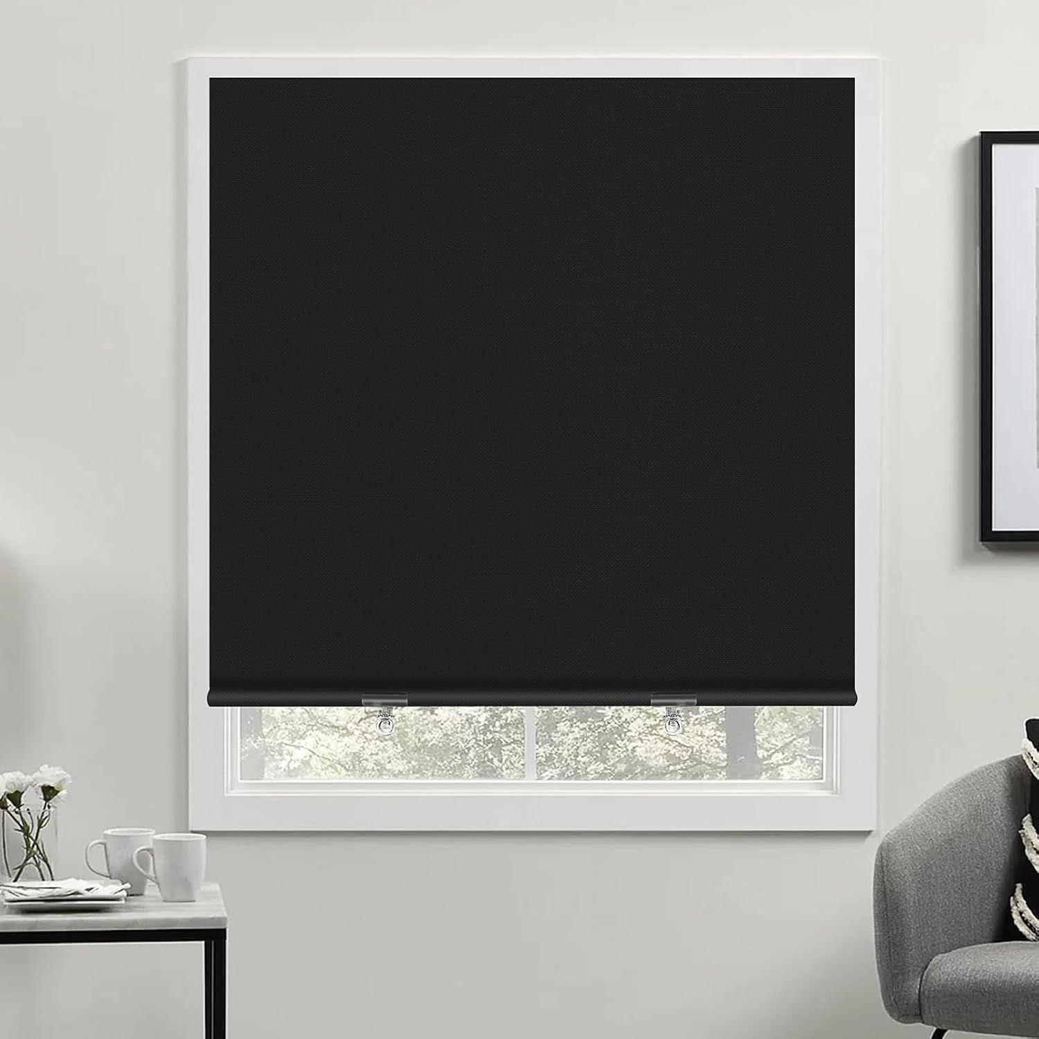 Black Cordless Fabric Blackout Roller Shade 36''W x 72''H