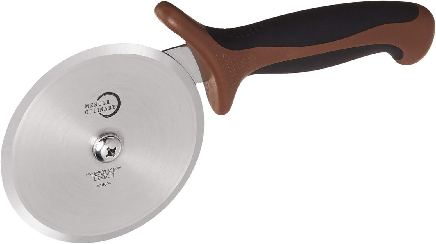 4-Inch High Carbon Steel Pizza Cutter with Brown Handle