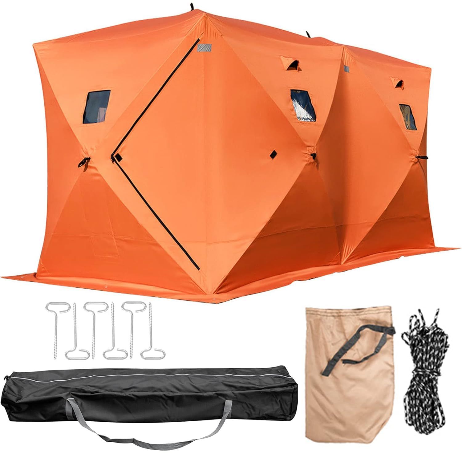 Red Pop-Up 2-Person Insulated Ice Fishing Tent with Carry Bag