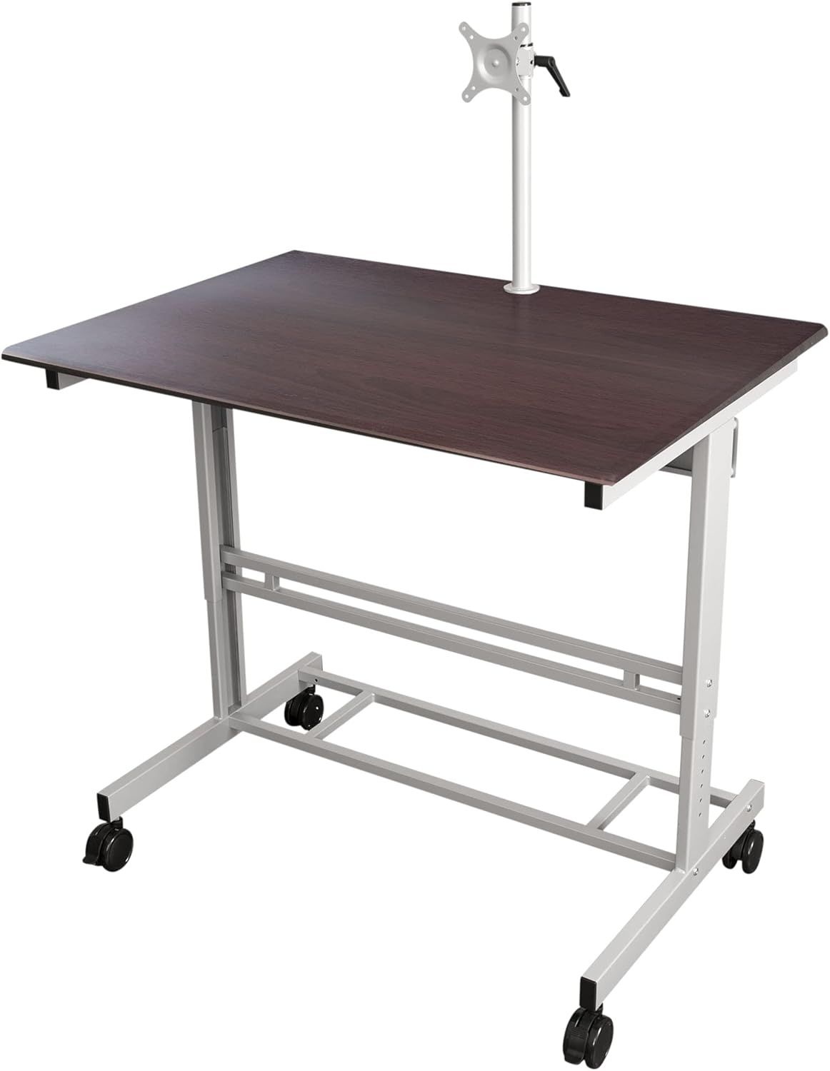 Adjustable Height Gray Walnut Standing Desk with Monitor Mount