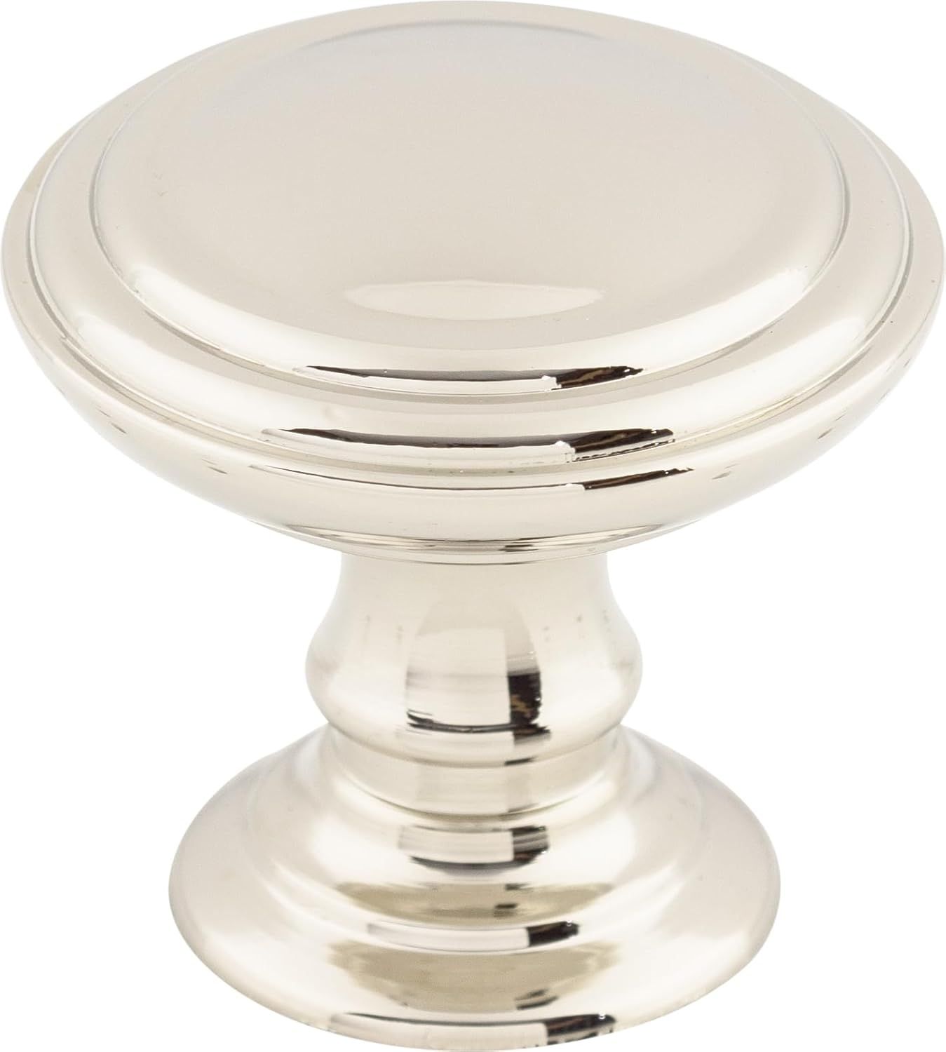 Polished Nickel Round Mushroom Cabinet Knob with Mounting Hardware