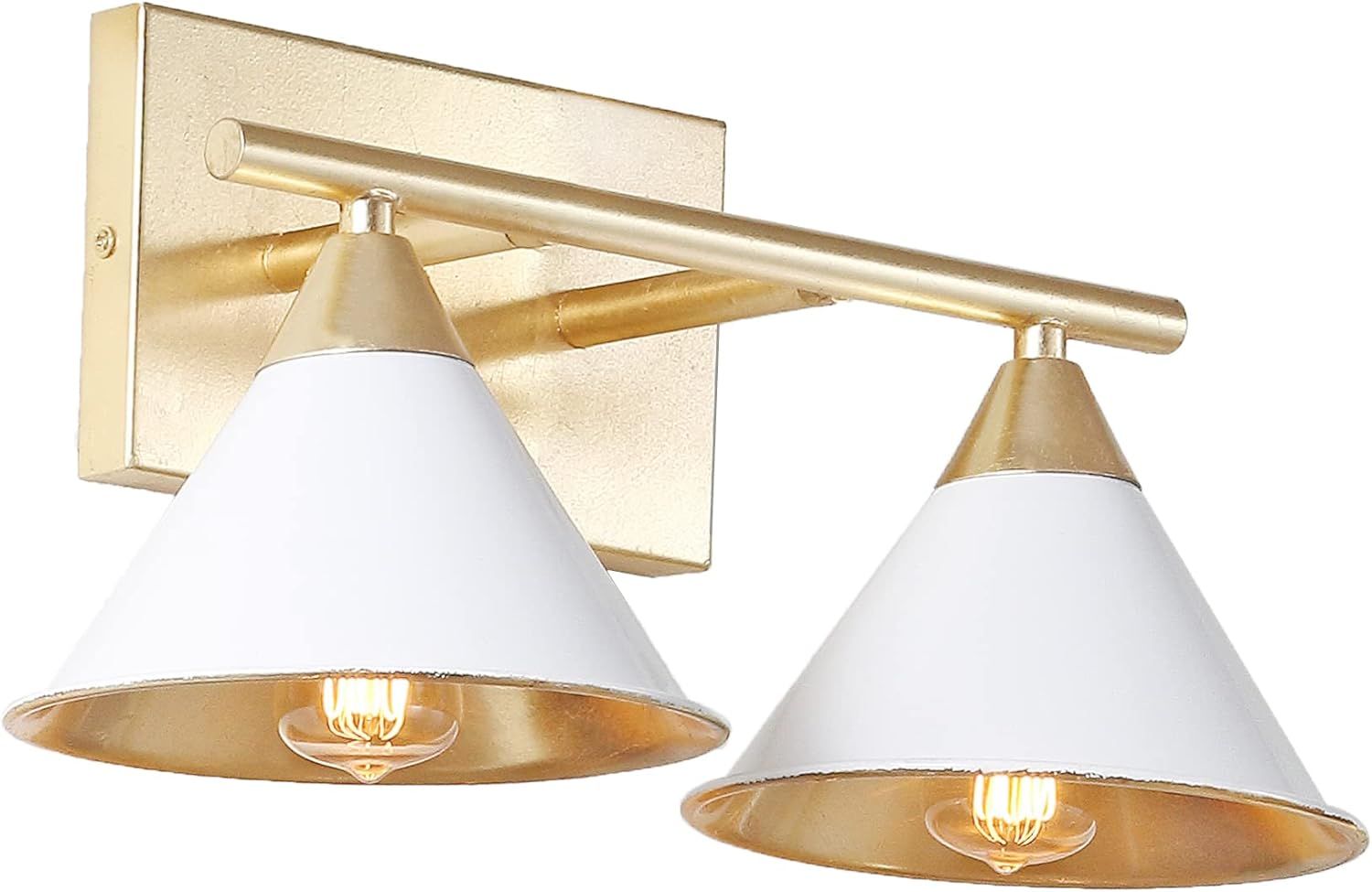 Yvette 16'' White and Gold Metal Vanity Sconce