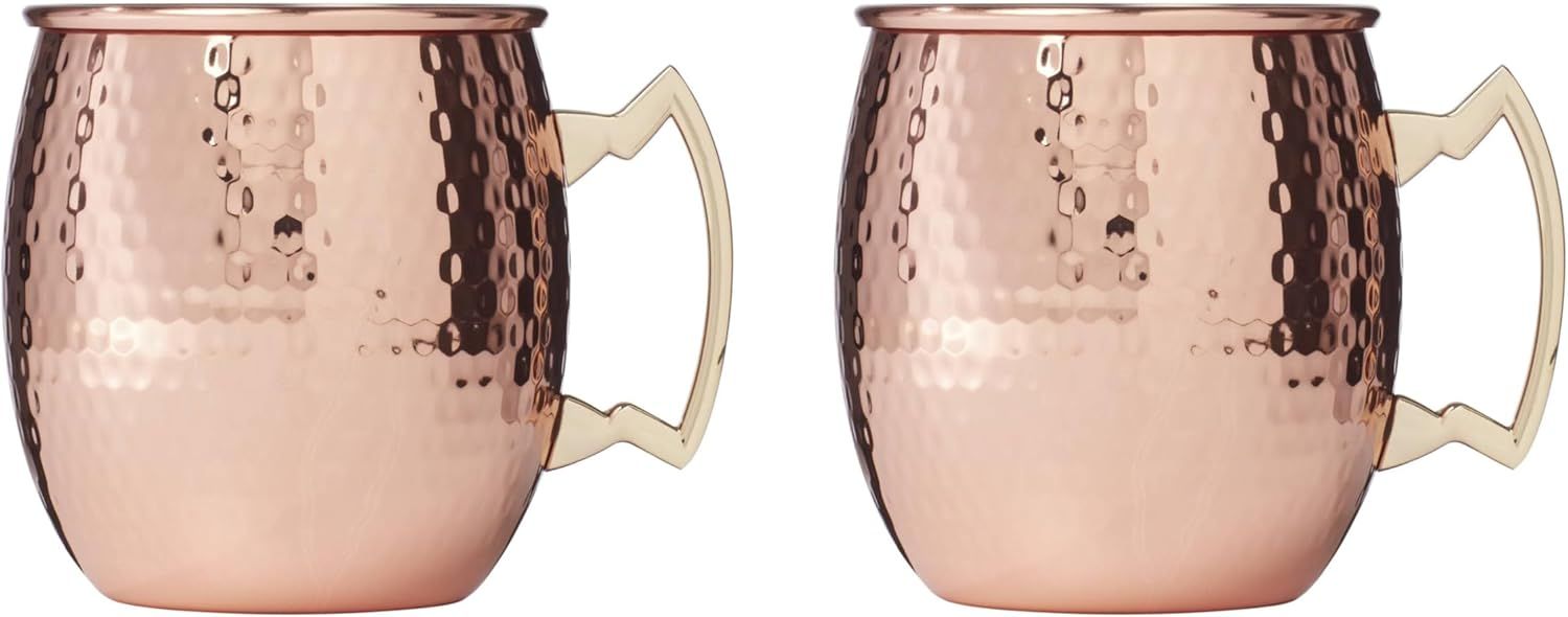 20 Oz Hammered Copper Moscow Mule Mugs, Set of 2